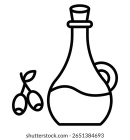 Olive oil icon Black and white outline flat sign vector