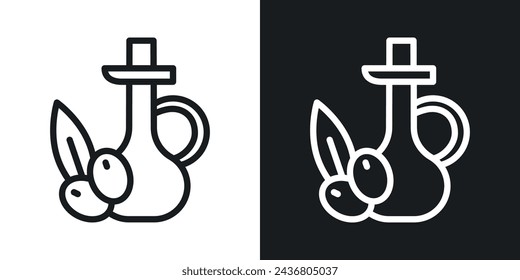Olive Oil Icon Designed in a Line Style on White background.