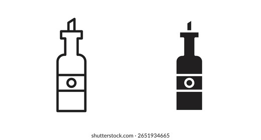 Olive oil icon. Flat and stroke versions. Graphic elements.