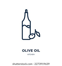 olive oil icon from kitchen collection. Thin linear olive oil, oil, olive outline icon isolated on white background. Line vector olive oil sign, symbol for web and mobile