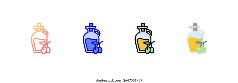 Olive Oil Icon set multiple style collection