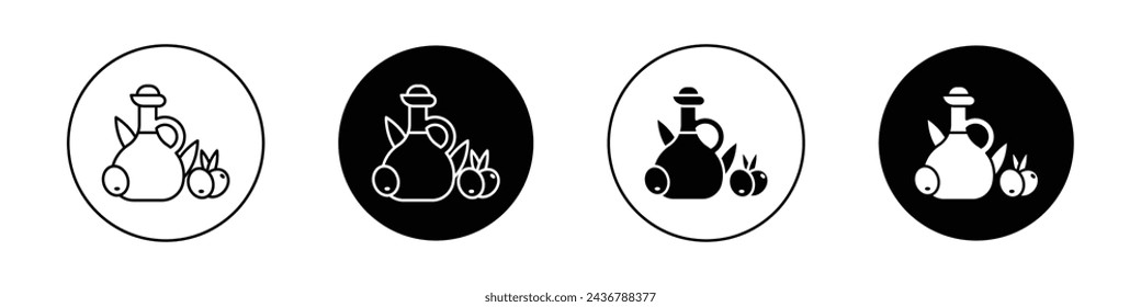 Olive Oil Icon Set.Cooking olive oil Bottle drop vector symbol in a black filled and outlined style.