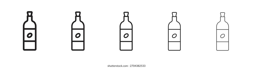 Olive oil iconBlack linear bold and thin strokes set