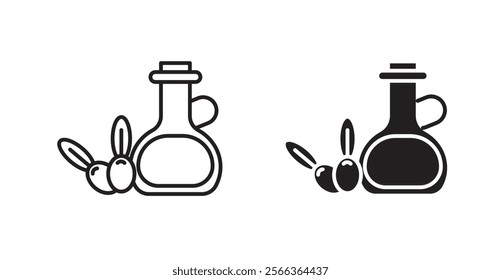 Olive oil icons in line stroke and flat versions