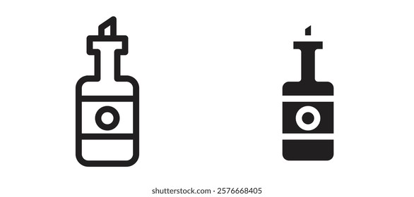 Olive oil icons in outline and stroke versions