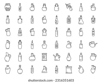 Olive oil icons set outline vector. Tree food. Plant drop