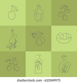 Olive oil icons. Set of simple icons.