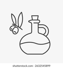 Olive oil in the jar line icon. Vector illustration