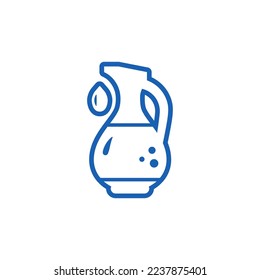 Olive oil jug line icon. Outline silhouette. Monochrome logo, vector design element for Jewish holiday Hanukkah