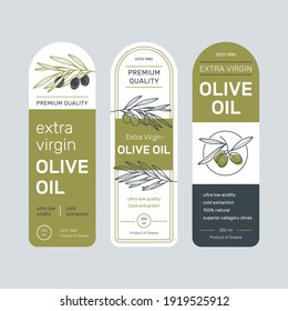 Olive Oil Label Set. Design templates for packaging oil. Vector illustration