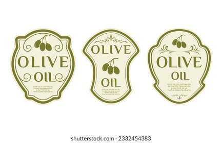 olive oil label vector design, with fresh olives icon. Perfect for health or care product labels