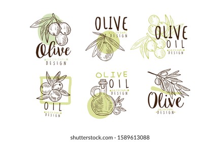 Olive Oil Labels and Logos Design Vector Set