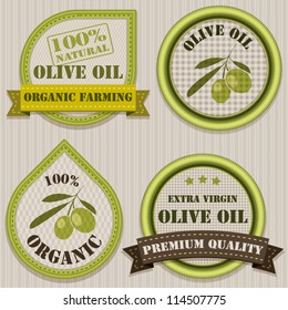 Olive oil labels. Patchwork style.