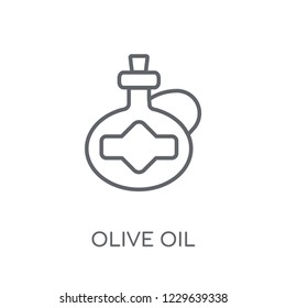 Olive oil linear icon. Modern outline Olive oil logo concept on white background from kitchen collection. Suitable for use on web apps, mobile apps and print media.