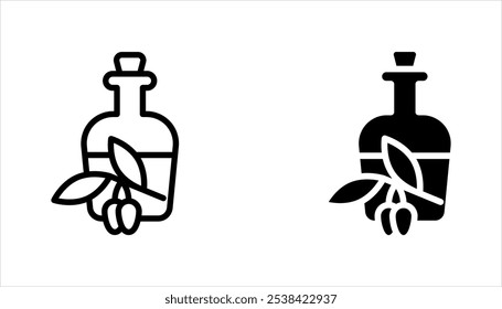 Olive oil linear icon set. Vegan component. Food seasoning. vector illustration on white background