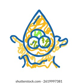 azeite líquido amarelo doodle ícone ícone esboço vetor. azeite líquido sinal amarelo. símbolo isolado ilustração