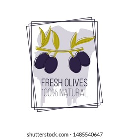 olive oil logo in cartoon style. Vector illustration for design, web and decor for the festival of olives.