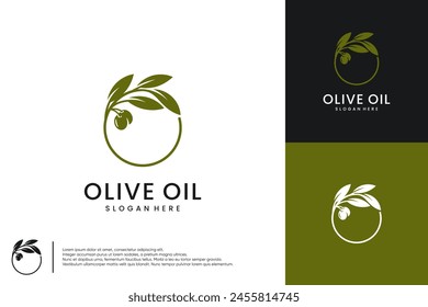 Logo aus Olivenöl. Mit kreisförmigem Stil. Geeignet für Gesundheit und Lebensmittelgeschäft. Logo Design Inspiration.