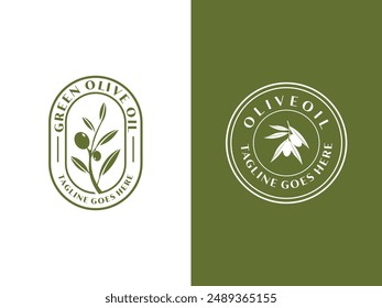 Olive oil logo collection with modern creative element premium template