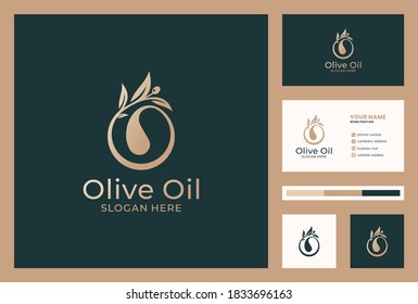 olive oil logo design with business card template.