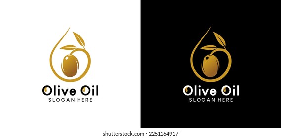 Olive oil logo design with creative luxury drop concept