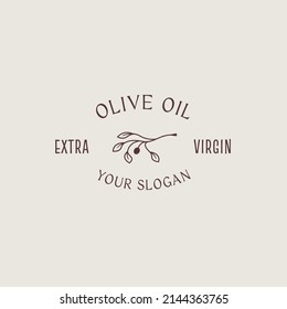 Plantilla de diseño del logotipo de la rama de oliva, aceite de oliva, hoja de oliva, combinación del logotipo de oliva con una tipografía hermosa