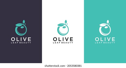 Olive oil logo design template. creative combine letter o and branch icon symbol.