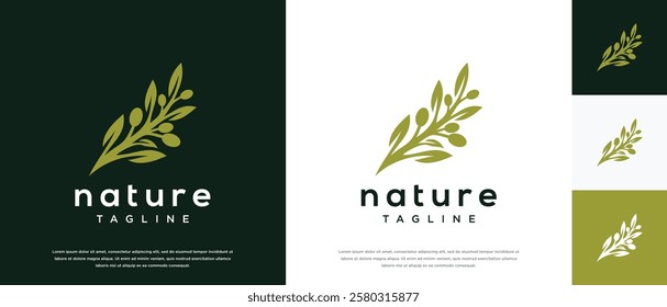 Olive oil logo design template. Natural olive logo design vector icon