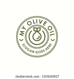 olive oil logo design vector with vintage concept and line style