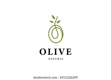 Olive oil logo design vector template outline line art style illustration