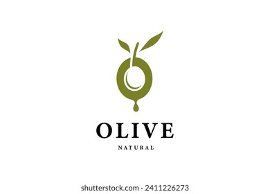 Olive oil logo design vector template flat style concept. Natural extra virgin oil. beauty, cosmetic and food