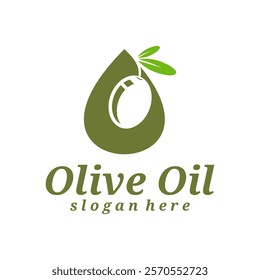 Olive Oil logo design vector illustration. Olive Oil logo concept template