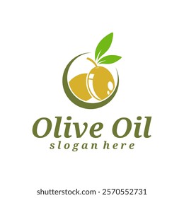 Olive Oil logo design vector illustration. Olive Oil logo concept template