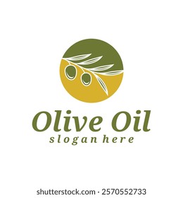 Olive Oil logo design vector illustration. Olive Oil logo concept template