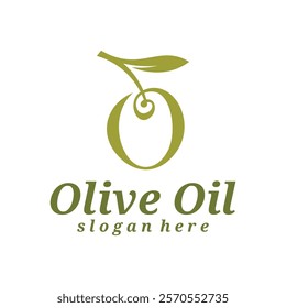 Olive Oil logo design vector illustration. Olive Oil logo concept template