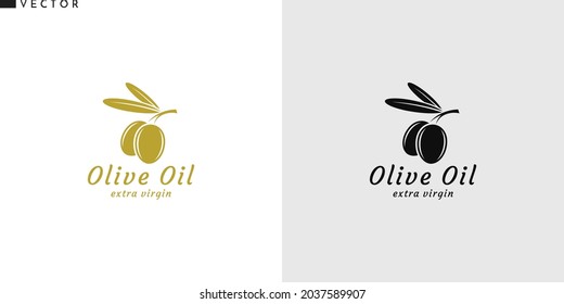 Olive oil logo. Extra virgin. Black and green olives  