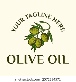 Olive Oil Logo. The olive fruit element is combined into a fresh looking logo. Suitable for cosmetics, health, health, etc.