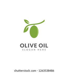 Olive oil logo, olive oil icon, healthy food, green color, olive oil logo or icon vector design template