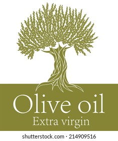 Olive oil logo. Isolated olive tree on white background. EPS 10. Vector illustration