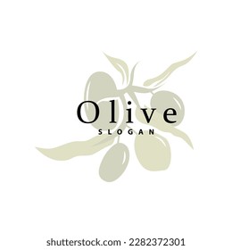 Olive Oil Logo, Olive Leaf Plant Herbal Garden Vector, Simple Elegant Luxurious Icon Design Template illustration