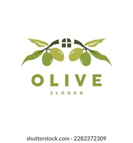 Olive Oil Logo, Olive Leaf Plant Herbal Garden Vector, Simple Elegant Luxurious Icon Design Template illustration