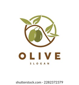 Olive Oil Logo, Olive Leaf Plant Herbal Garden Vector, Simple Elegant Luxurious Icon Design Template illustration