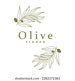Olive Oil Logo, Olive Leaf Plant Herbal Garden Vector, Simple Elegant Luxurious Icon Design Template illustration