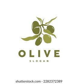 Olive Oil Logo, Olive Leaf Plant Herbal Garden Vector, Simple Elegant Luxurious Icon Design Template illustration