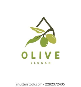 Olive Oil Logo, Olive Leaf Plant Herbal Garden Vector, Simple Elegant Luxurious Icon Design Template illustration
