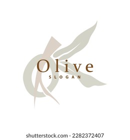 Olive Oil Logo, Olive Leaf Plant Herbal Garden Vector, Simple Elegant Luxurious Icon Design Template illustration