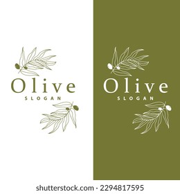 Olive Oil Logo, Olive Leaf Plant Herbal Garden Vector, Simple Elegant Luxurious Icon Design Template illustration