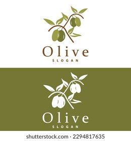 Olive Oil Logo, Olive Leaf Plant Herbal Garden Vector, Simple Elegant Luxurious Icon Design Template illustration