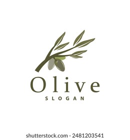 Logotipo de aceite de oliva, planta de hoja de oliva jardín de hierbas simple elegante icono de lujo diseño ilustración de Plantilla