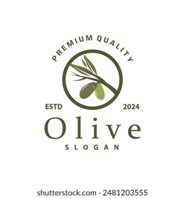 Olive Oil Logo, Olive Leaf Plant Herbal Garden Simple Elegant Luxurious Icon Design Template illustration